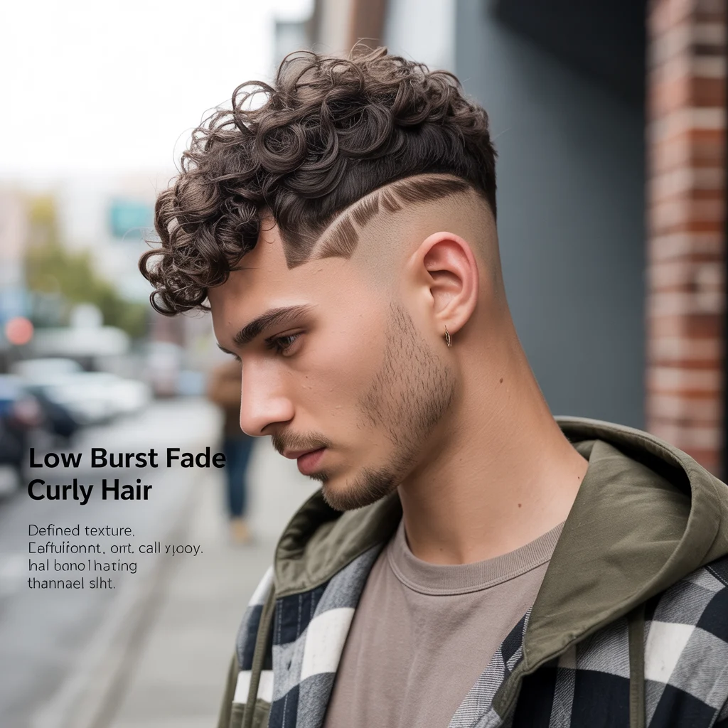 Low Burst Fade Curly Hair