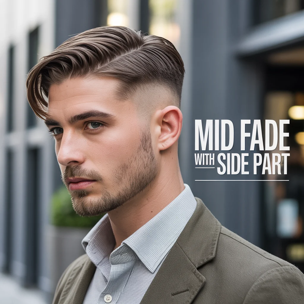 Mid Fade With Side Part