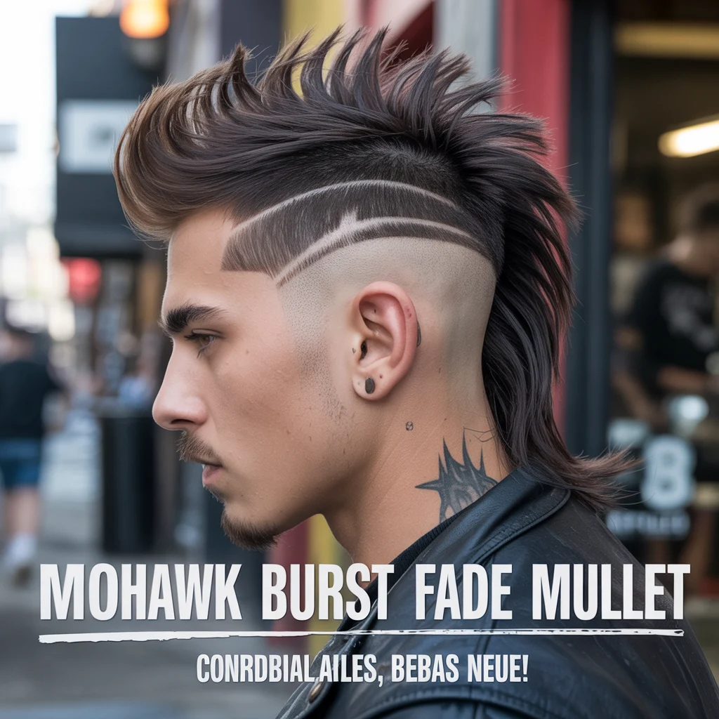 Mohawk Burst Fade Mullet