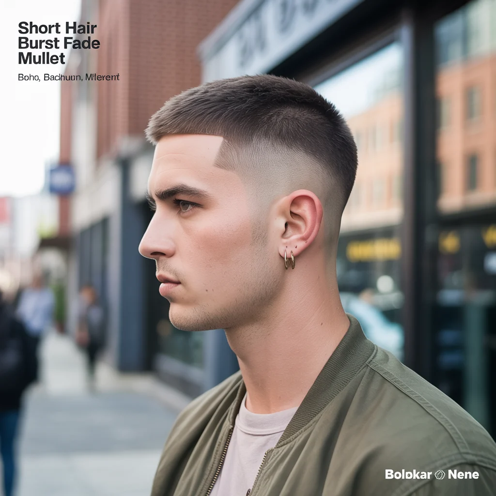 Short Hair Burst Fade Mullet