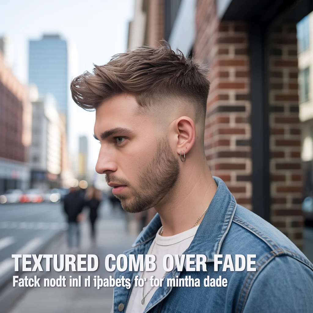 Textured Comb Over Mid Fade