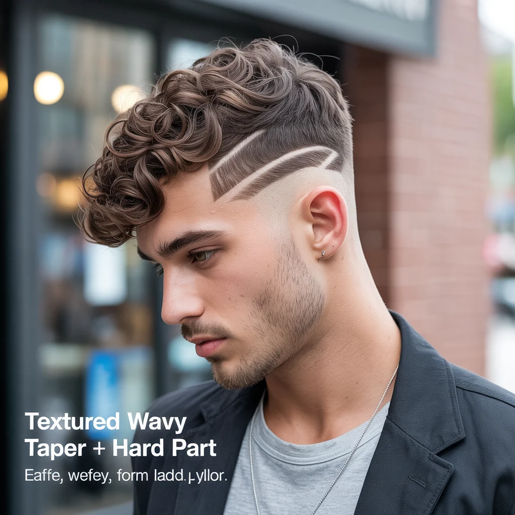 Textured Wavy Taper with Hard Part