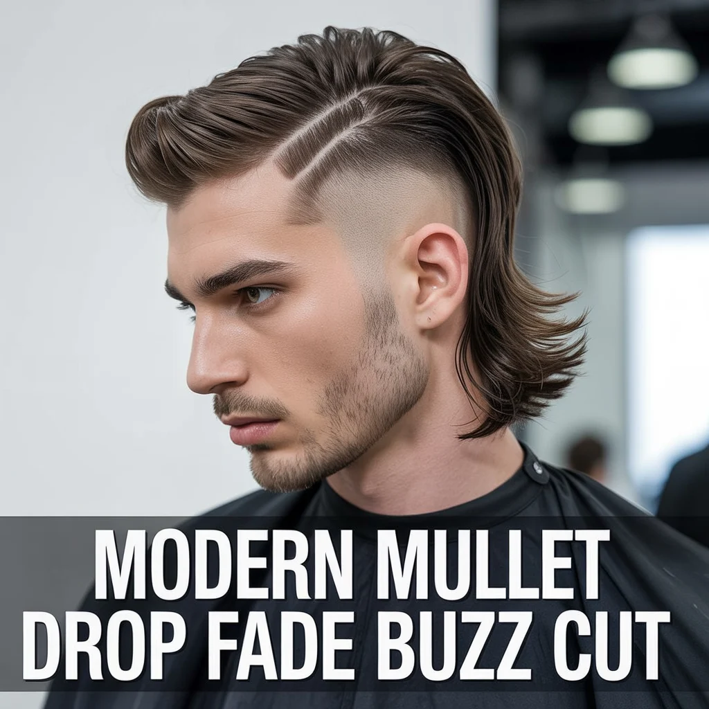 Modern Mullet Drop Fade Buzz Cut