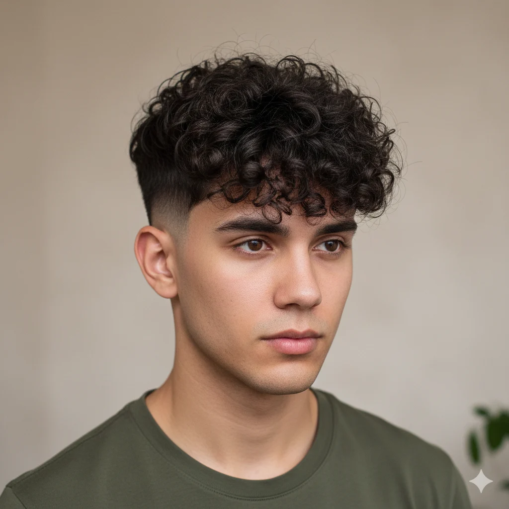 Textured Fringe Fade for Curly Hair