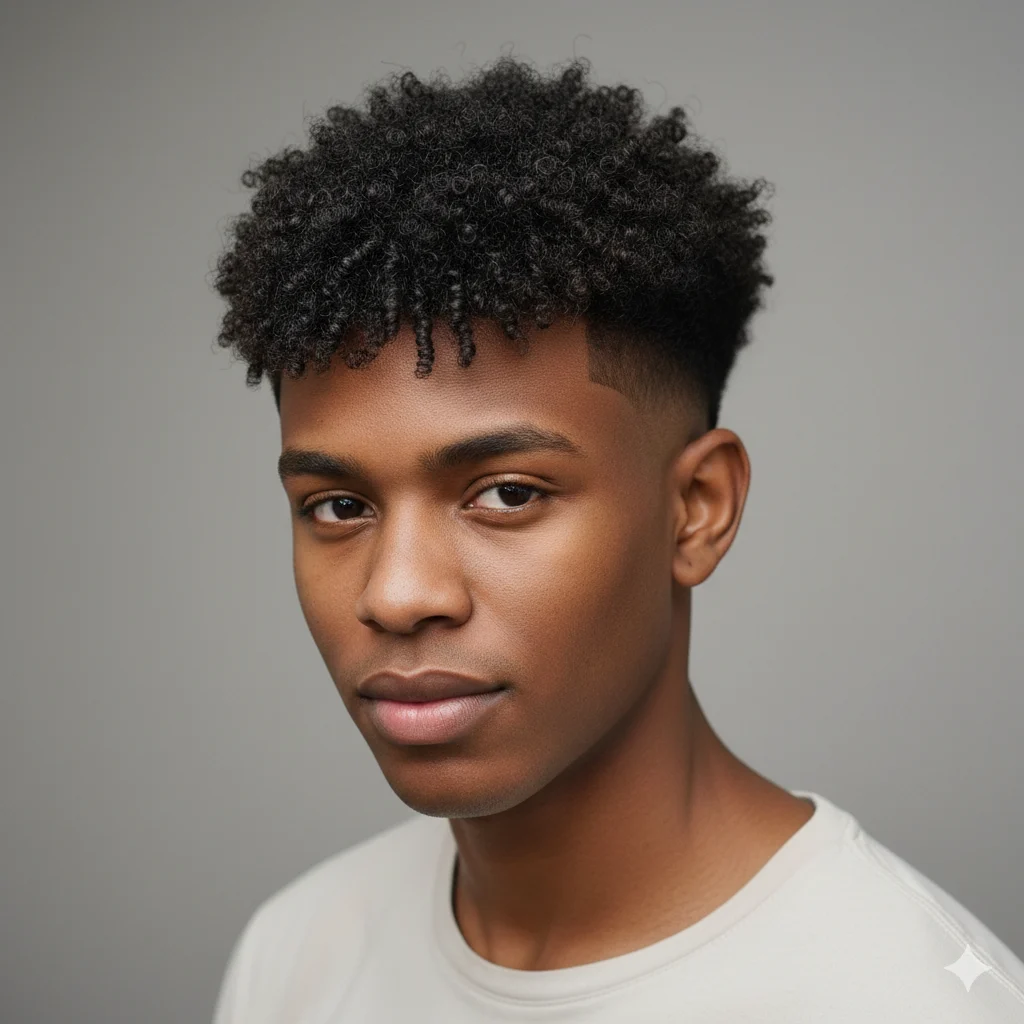 Textured Fringe Fade on Afro Taper