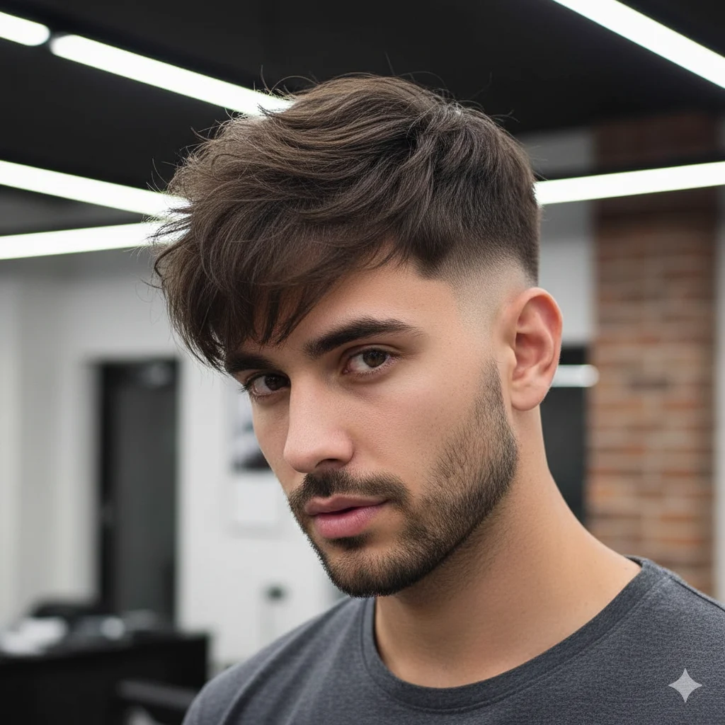 Textured Fringe Fade with Mid Taper Fade