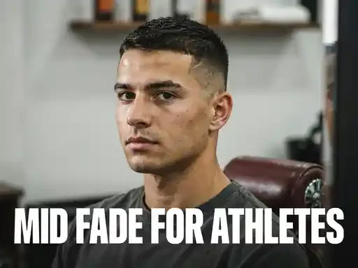 mid fade haircut styled for an athlete