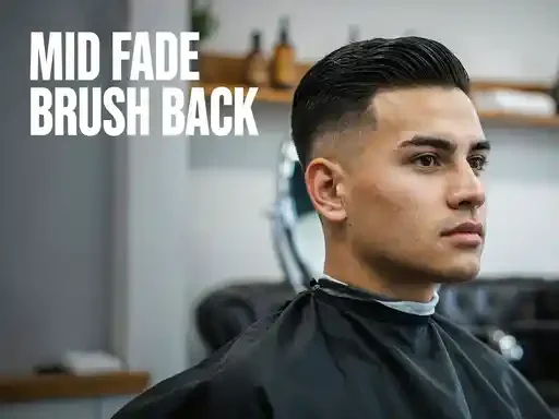 mid fade haircut brushed back for a polished look