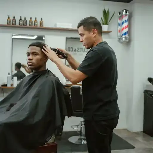 first time mid fade haircut in progress