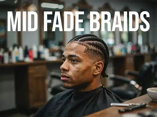 mid fade haircut with braids styled on top