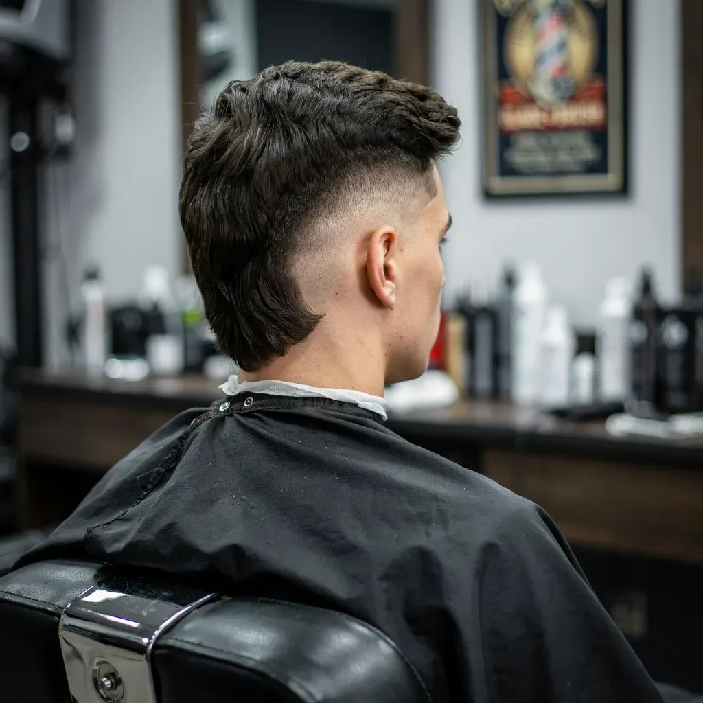 mid burst fade mullet combination