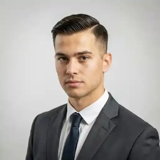 side part mid fade in a professional setting