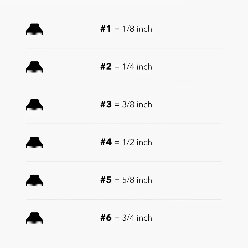 Clipper guard number chart showing hair length in inches