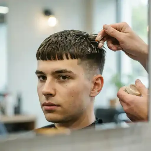 matte product applied to a caesar cut