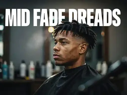 mid fade haircut paired with dreadlocks or locs on top