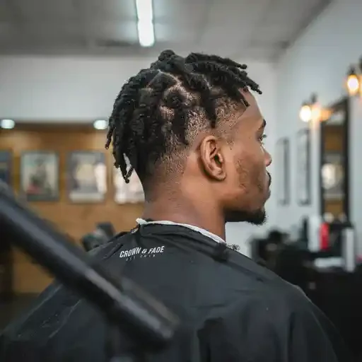 freshly retwisted locs with a fresh mid fade