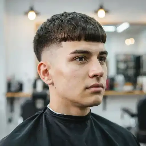 edgar cut mid fade on a square face shape
