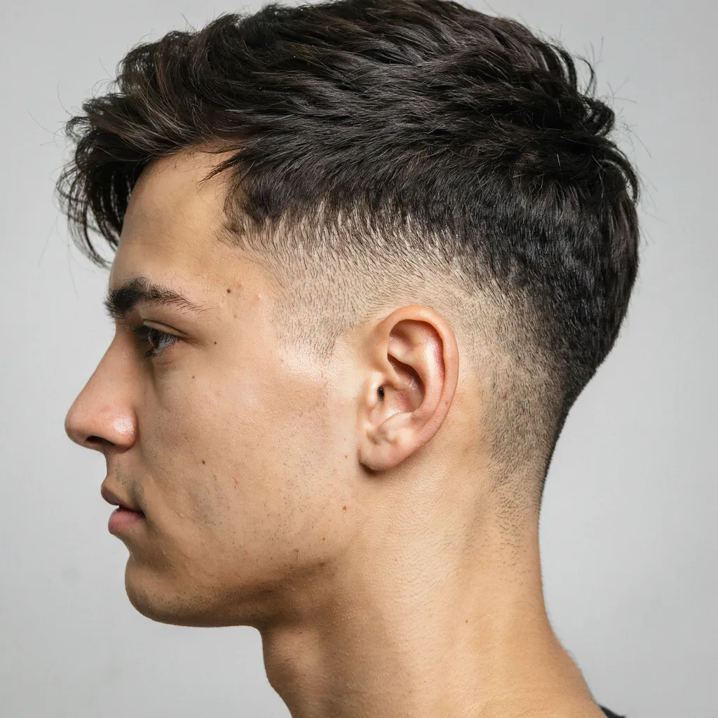 Side profile comparing the coverage area of a fade haircut