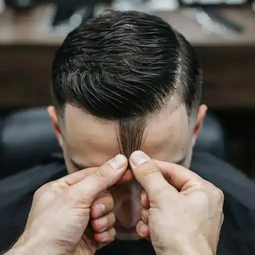 pinching and lifting hair for a faux hawk shape
