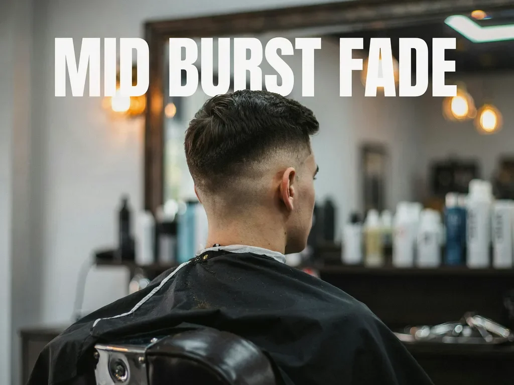 mid burst fade haircut fanning around the ear