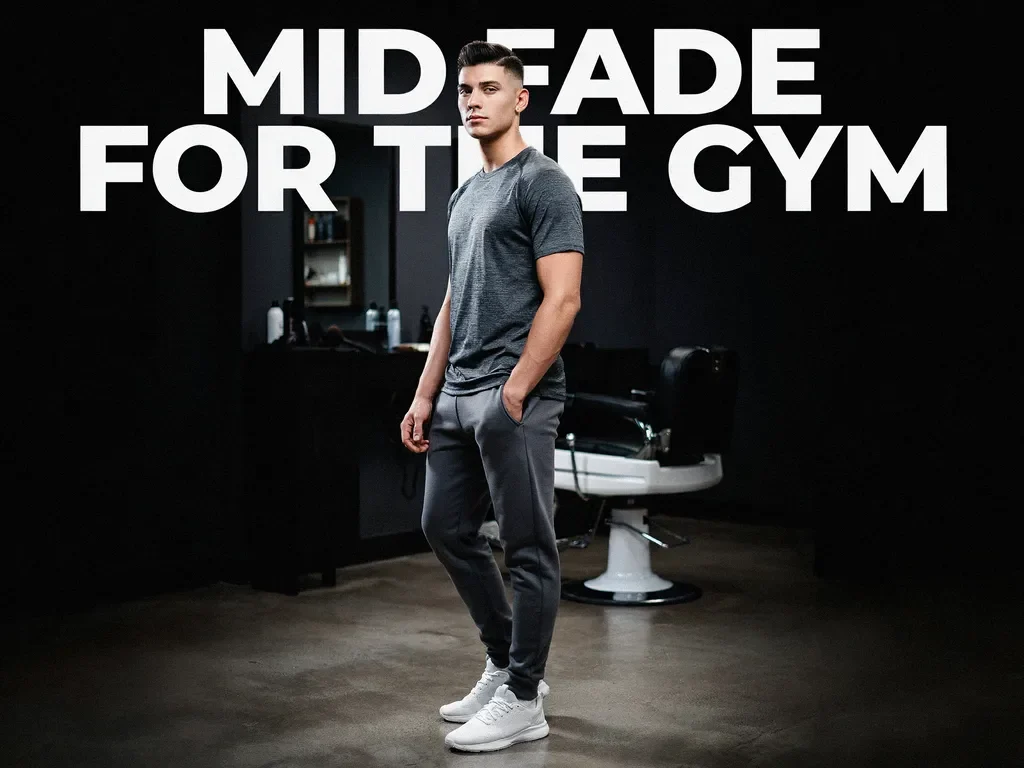 mid fade haircut styled for an active gym lifestyle