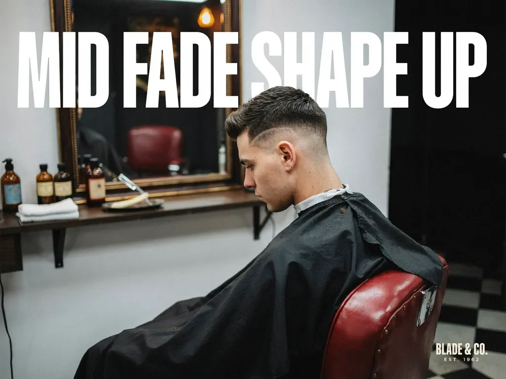 mid fade haircut with a crisp shape up line