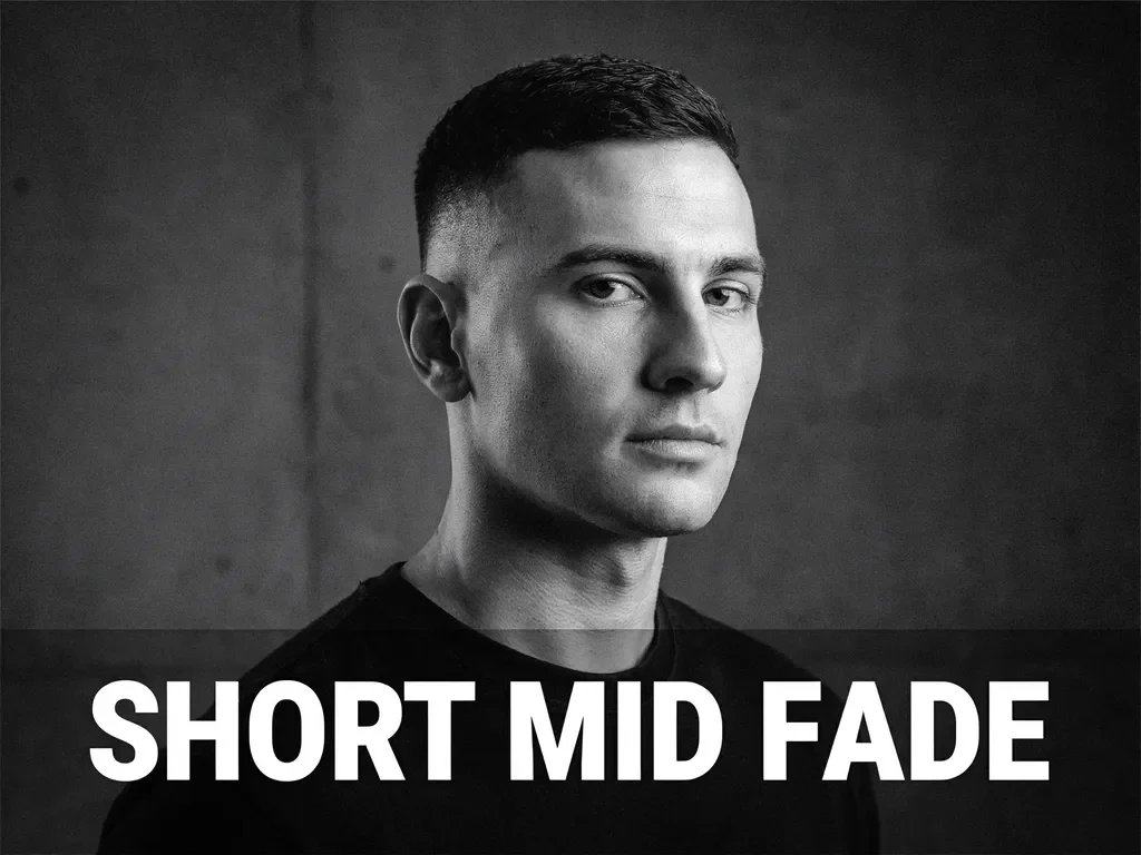 short mid fade haircut with a closely cropped top