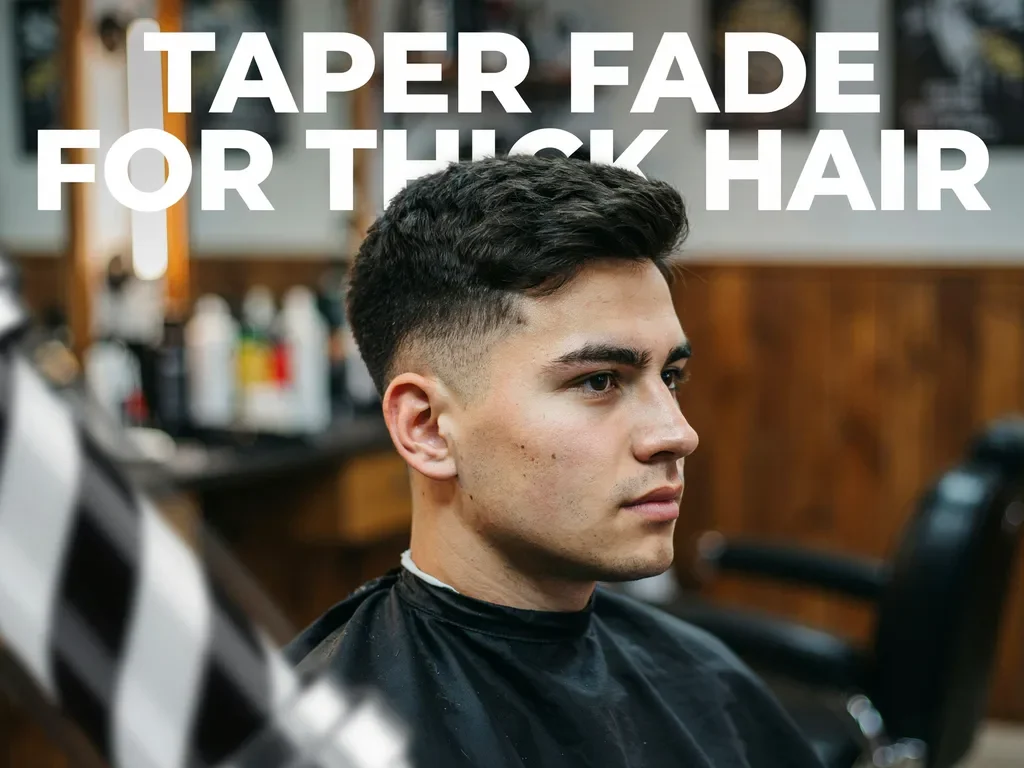 mid taper fade haircut on thick dense hair