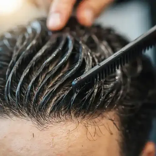 combing gel into an S shaped wave pattern