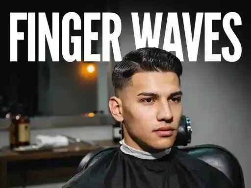 mid fade haircut with finger waves styled on top