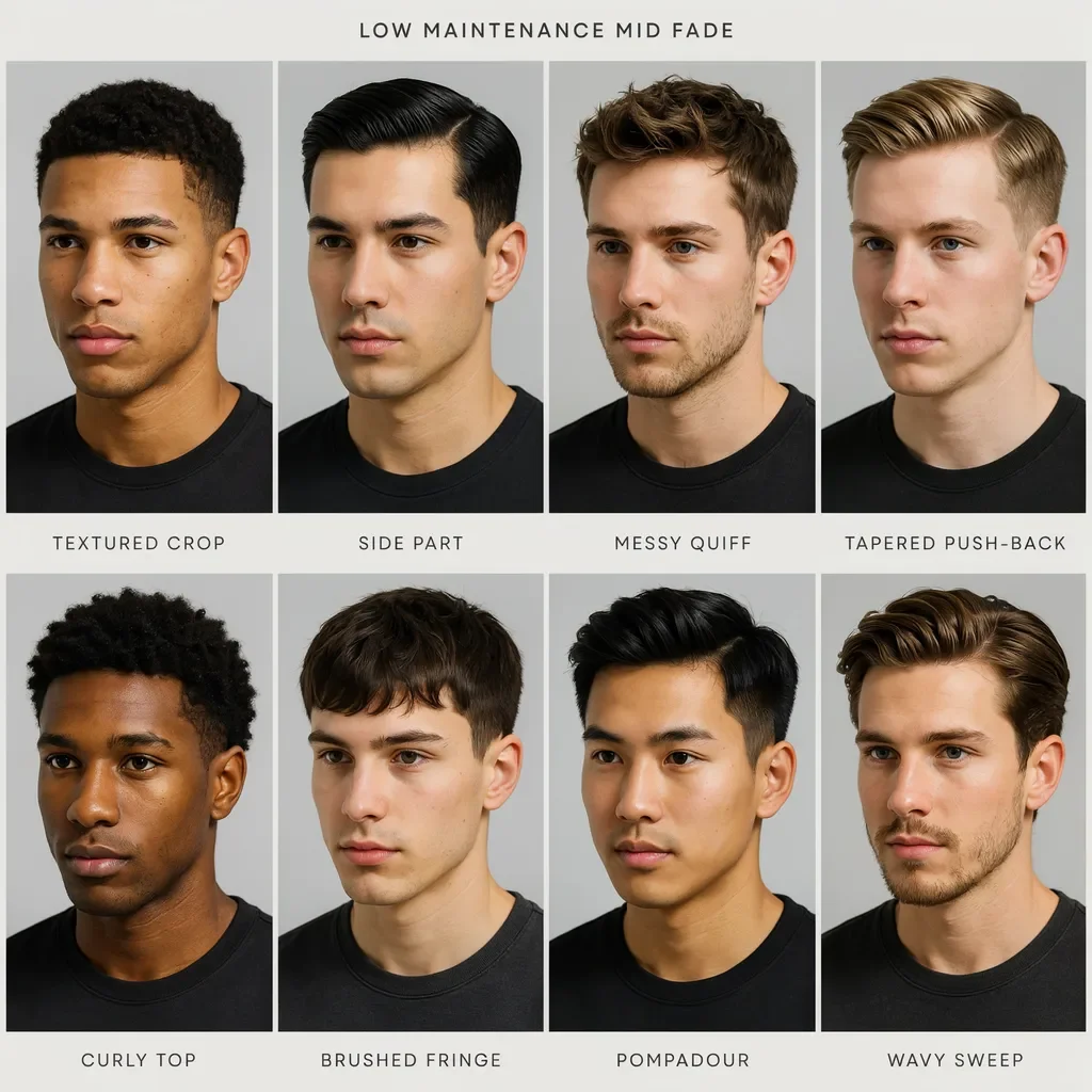 low maintenance mid fade options grid