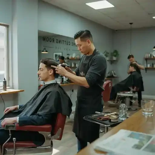 barber giving a pre interview haircut