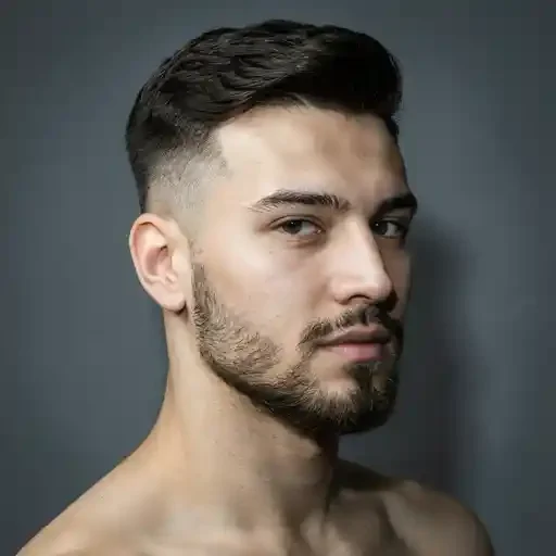 neatly groomed beard paired with an interview mid fade