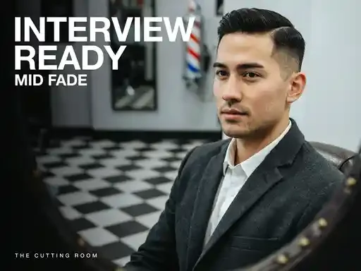 man with a mid fade haircut prepared for a job interview
