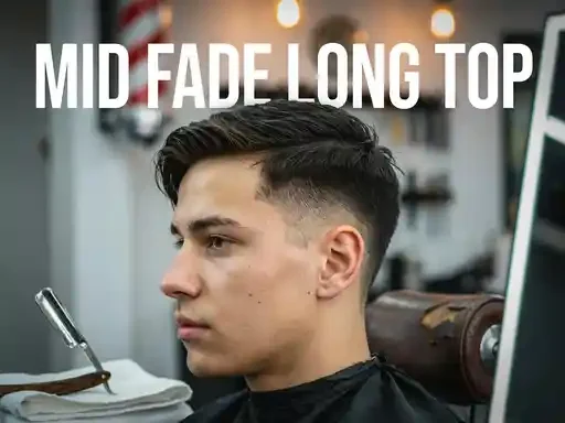 mid fade haircut with long hair kept on top