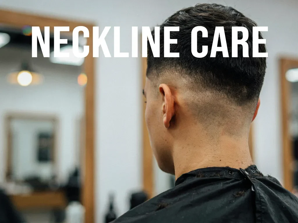 clean neckline on a mid fade haircut