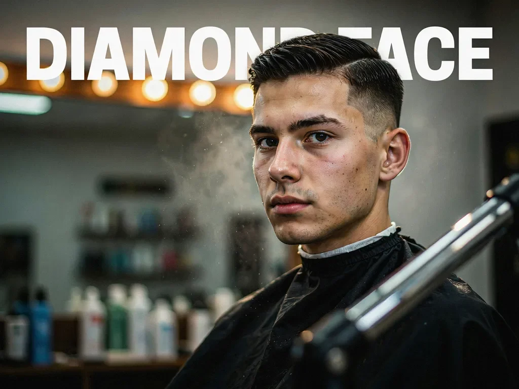 mid fade haircut styled for a diamond shaped face