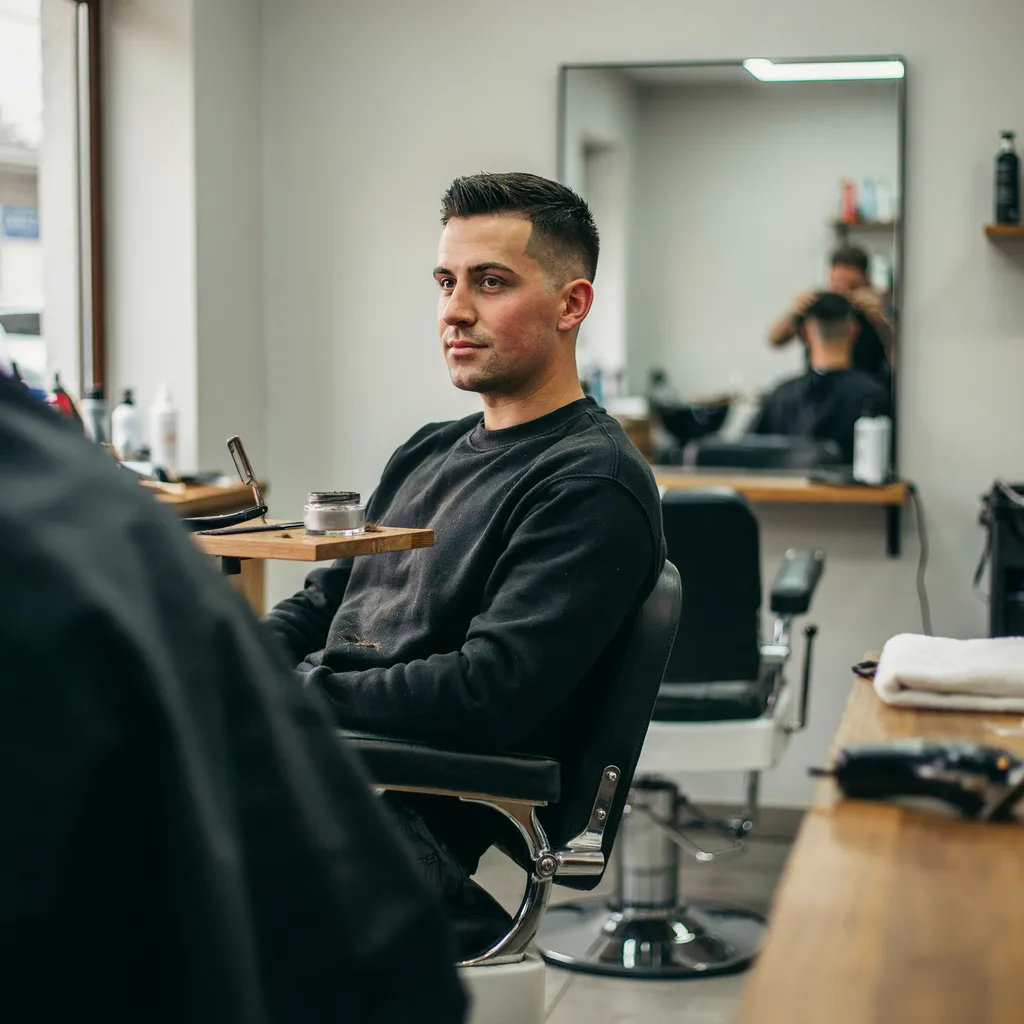 Confident portrait of a man with a freshly finished fade haircut
