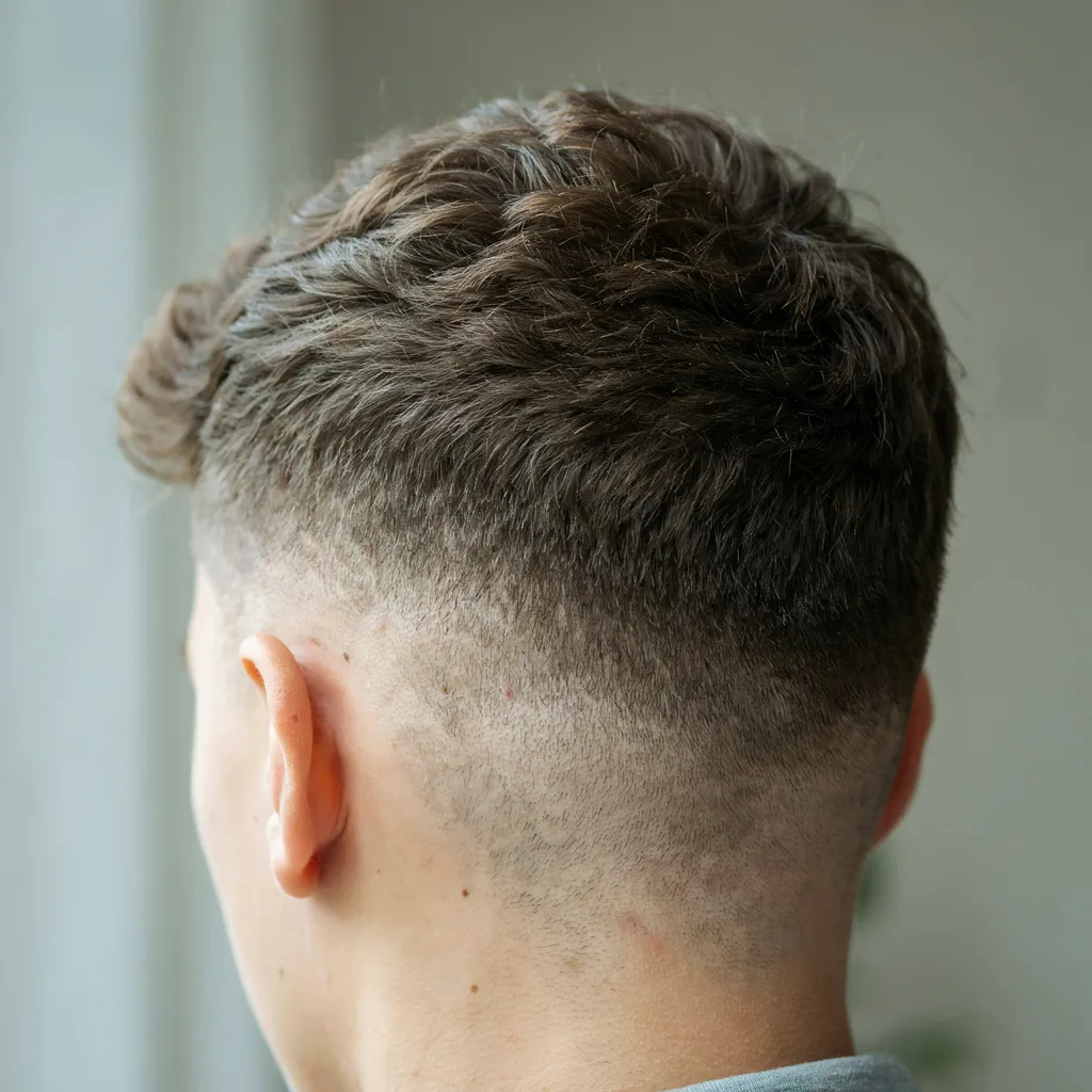 Mid fade haircut a few weeks after cutting with the fade line softly grown out