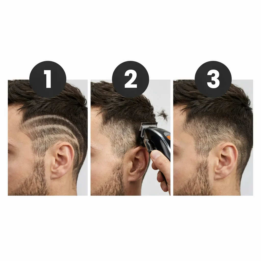 Three-panel infographic showing the guard-ladder fade blending process