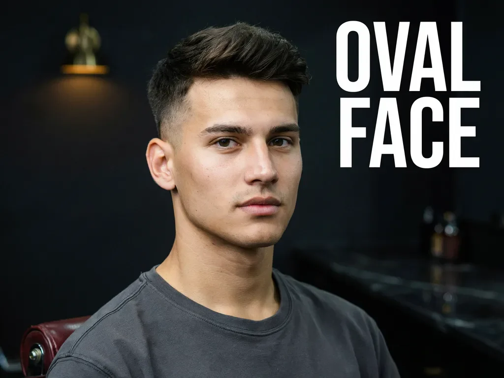 mid fade haircut styled for an oval face shape