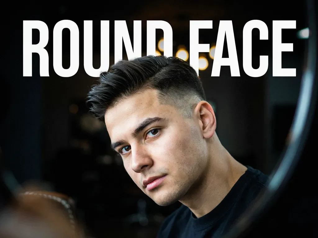 mid fade haircut styled for a round face shape