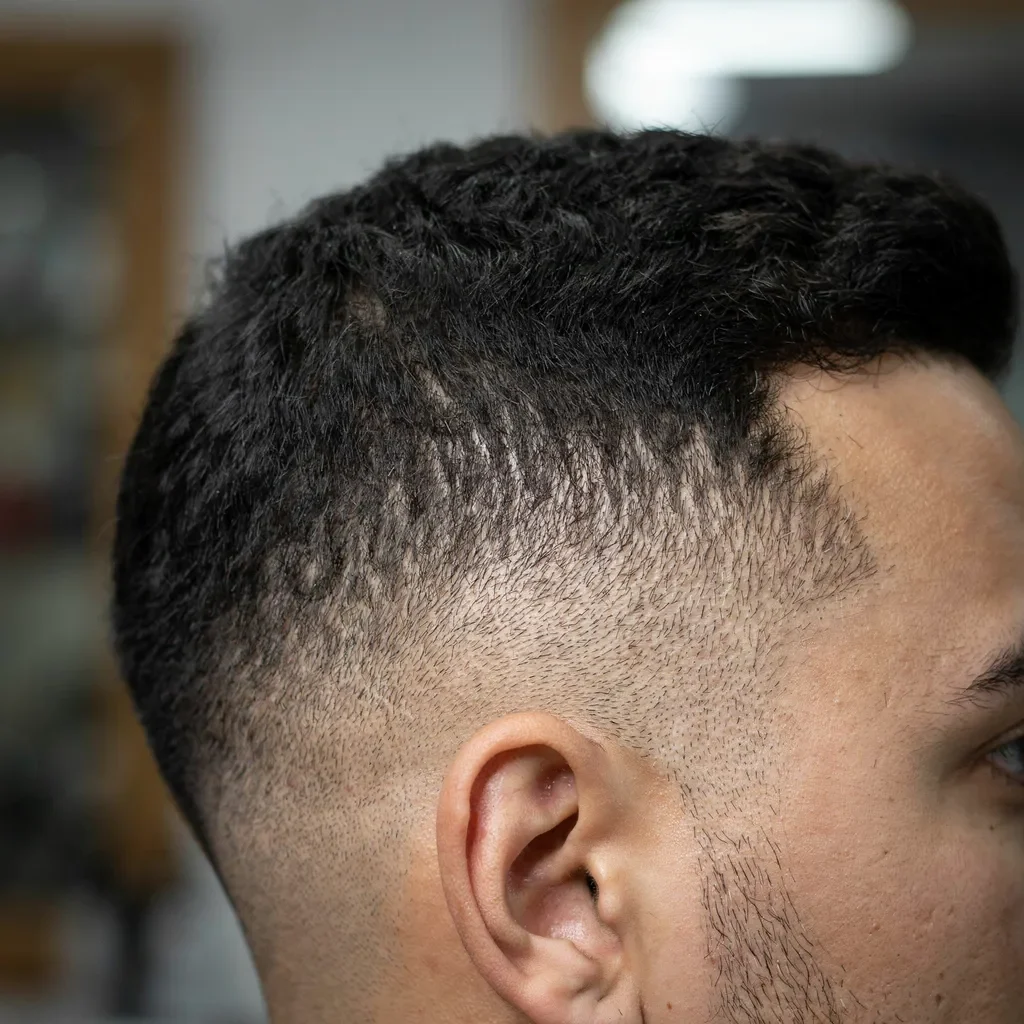 mid fade with soft shadow instead of bare skin