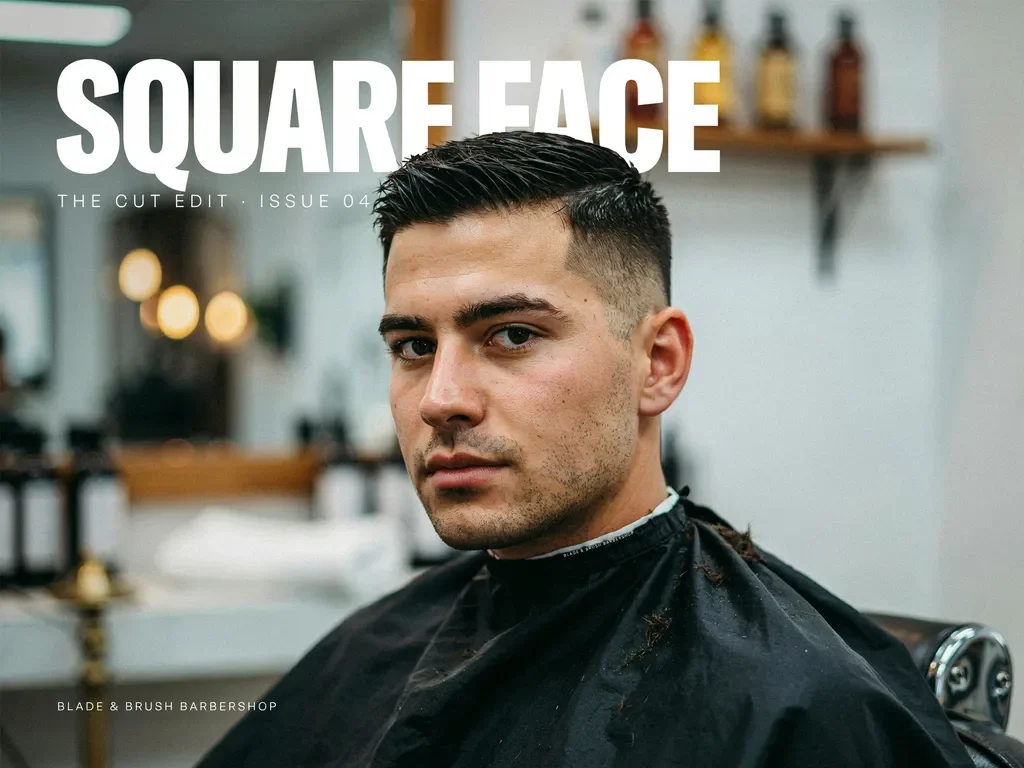 mid fade haircut styled for a square face shape