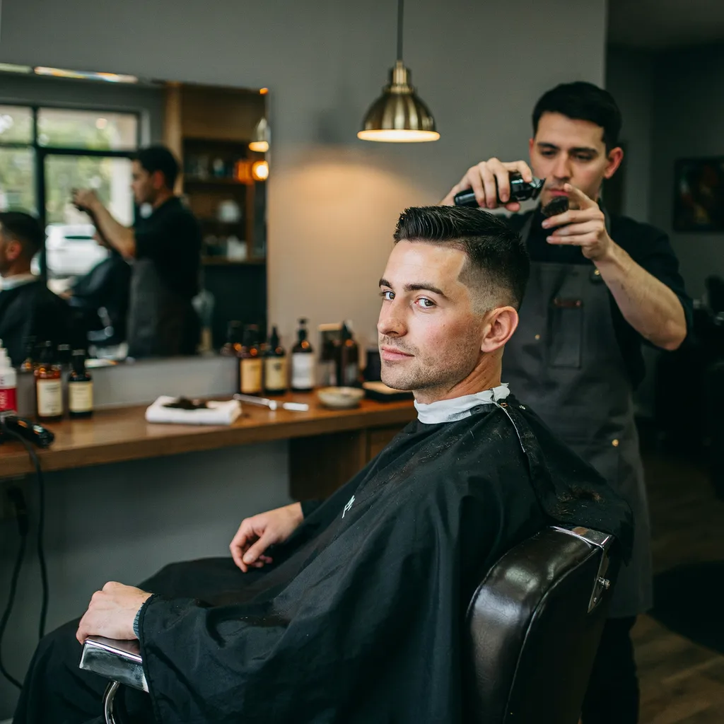 Confident portrait of a man with a freshly finished fade haircut