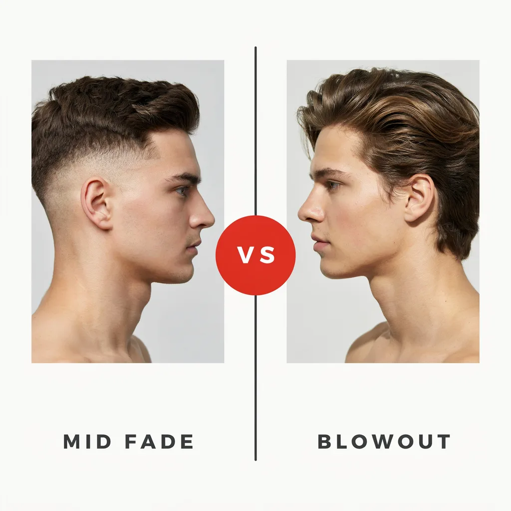 Mid fade vs blowout haircut comparison at a glance
