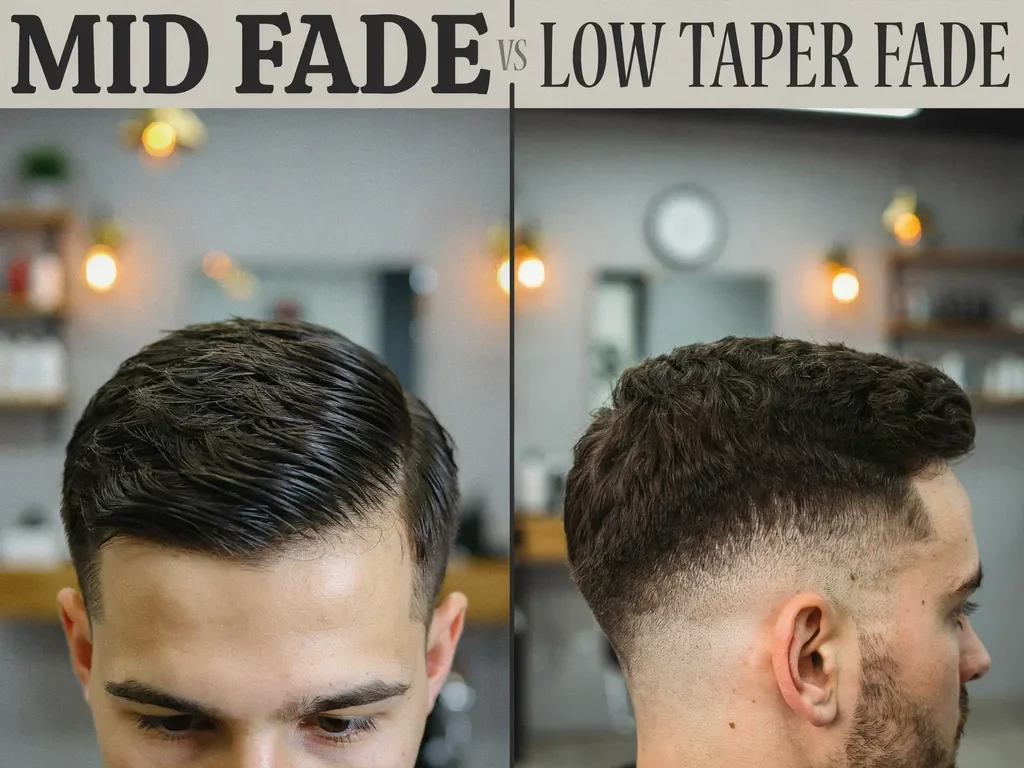 Mid fade and low taper fade haircuts compared side by side