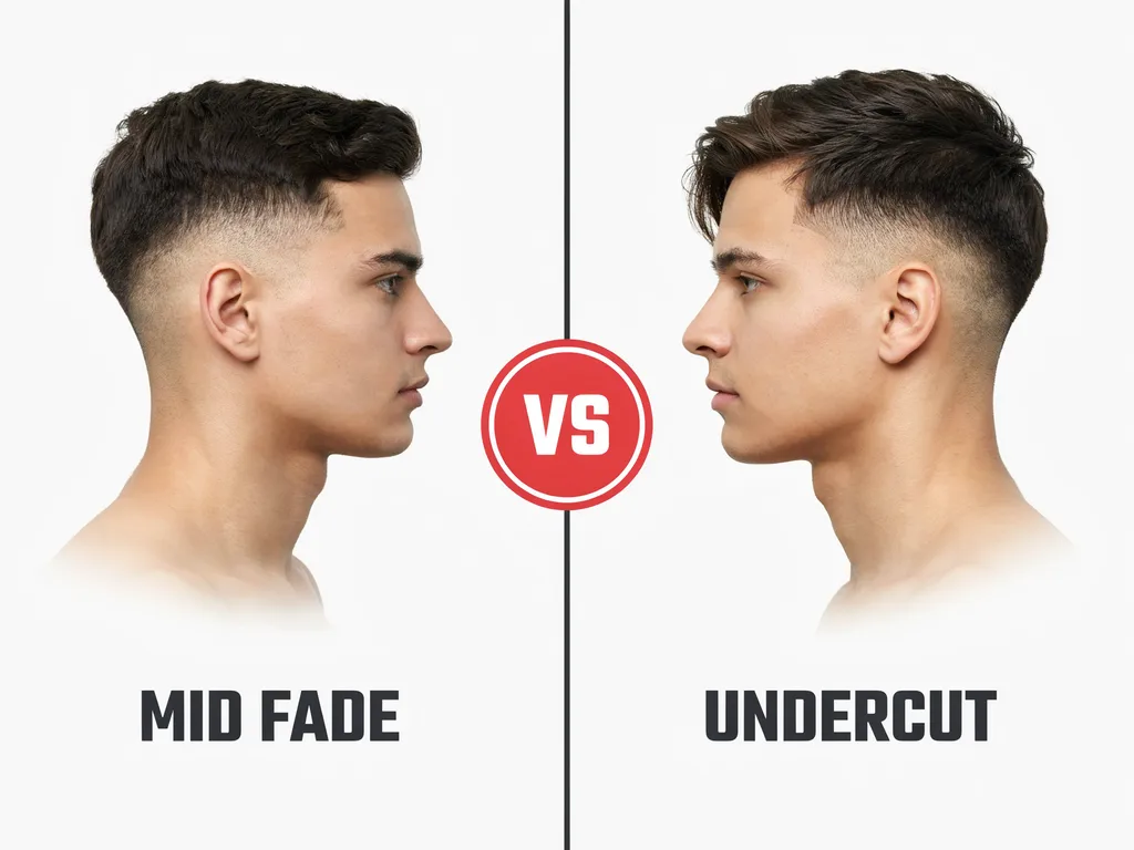 Mid fade vs undercut haircut comparison infographic
