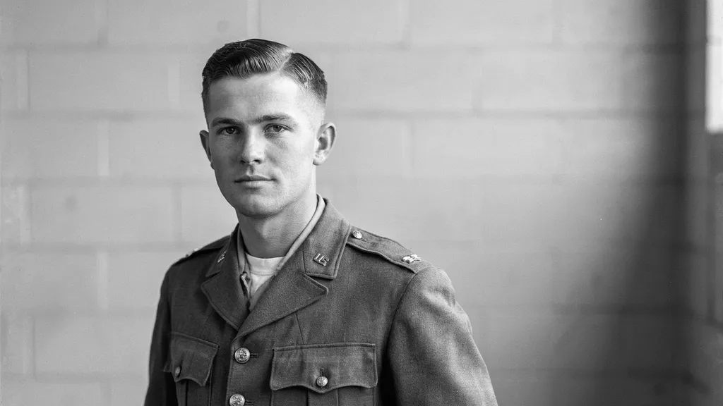 1940s military serviceman with a short tapered haircut