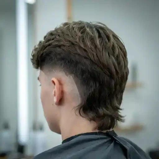 long textured back section of a mid fade mullet